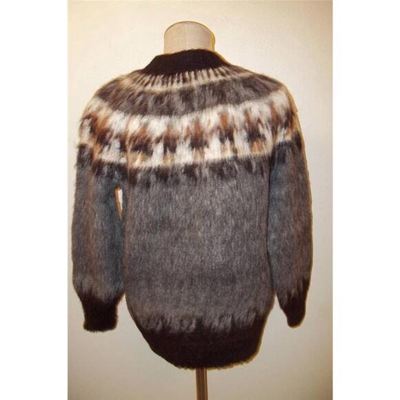 Vintage Wool Varied Brown & Beige Crew Neck Sweater L? - Picture 3 of 4